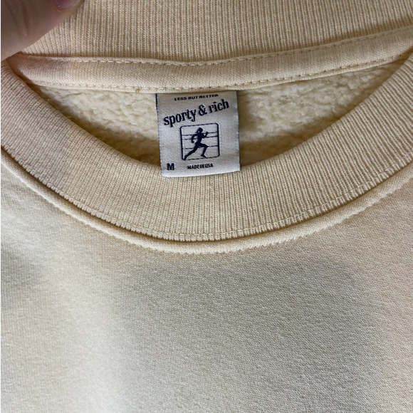 Sporty & Rich Embroidered Cotton Jersey Sweashirt in Yellow Be Nice Medium - Picture 5 of 7